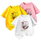 Летняя интересная Акварельная балетная детская футболка для гимнастики Спортивная повседневная одежда с коротким рукавом и круглым вырезом для малышей Топ