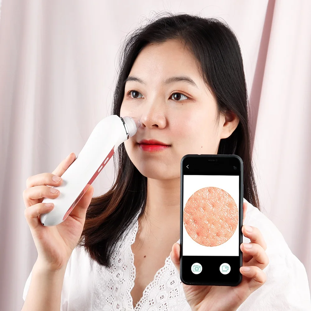 

USB Rechargeable Visual Blackhead Remover Facial Pores Black Head Cleaner Vacuum Suction 5 Mega-Pixel WIFI Microscope Camera