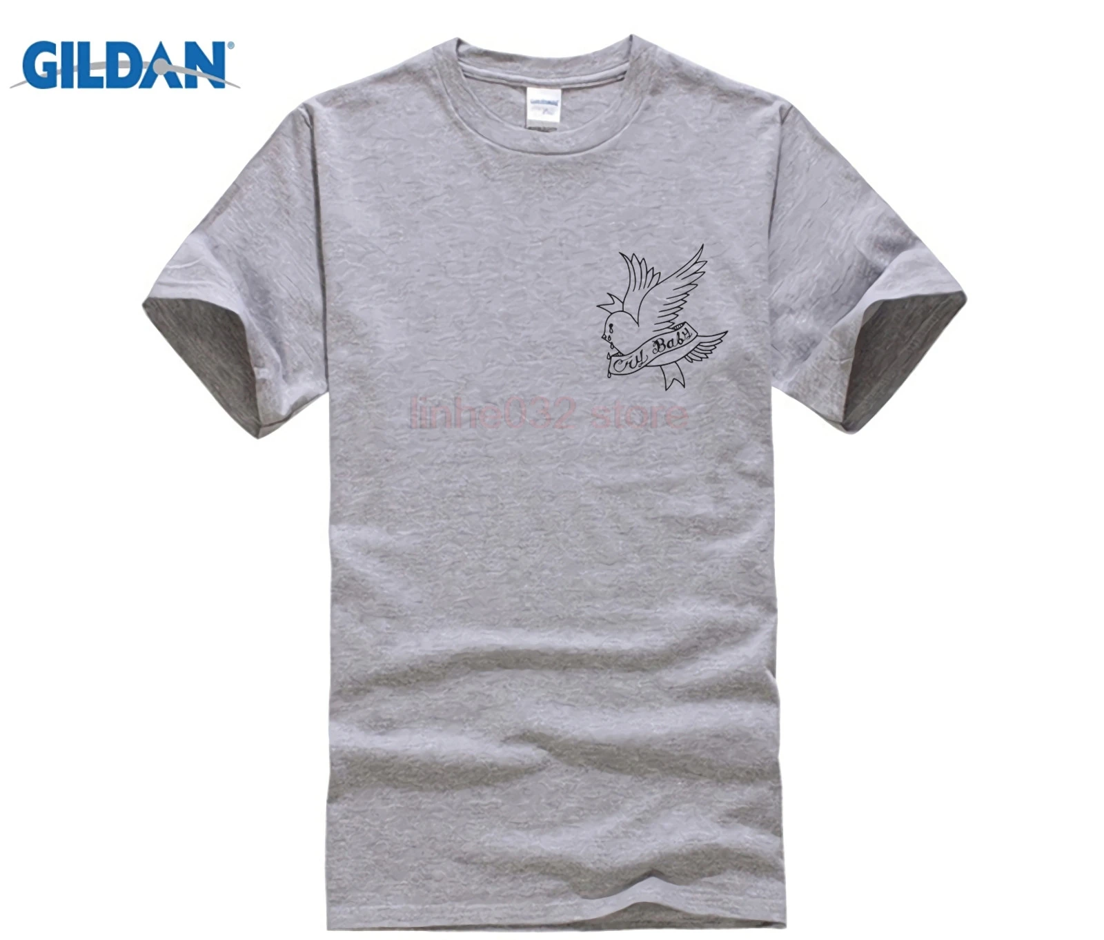 100% хлопок футболка с круглым вырезом и принтом Crybaby (LIL PEEP RIP) | Мужская одежда