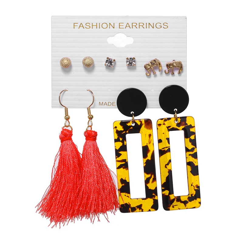 

Tassel Acrylic Earrings For Women Bohemian Earrings Set Big Geometric Drop Earring 2021 Pearl Earrings Set DIY Fashion Jewelry