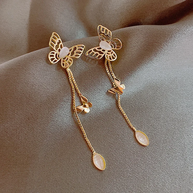 

2021 Korean Style Imitation Pearl Earrings for Women butterfly Flower Pearl Rhinestone Pendant Dangle Earring Girl Party Jewelry