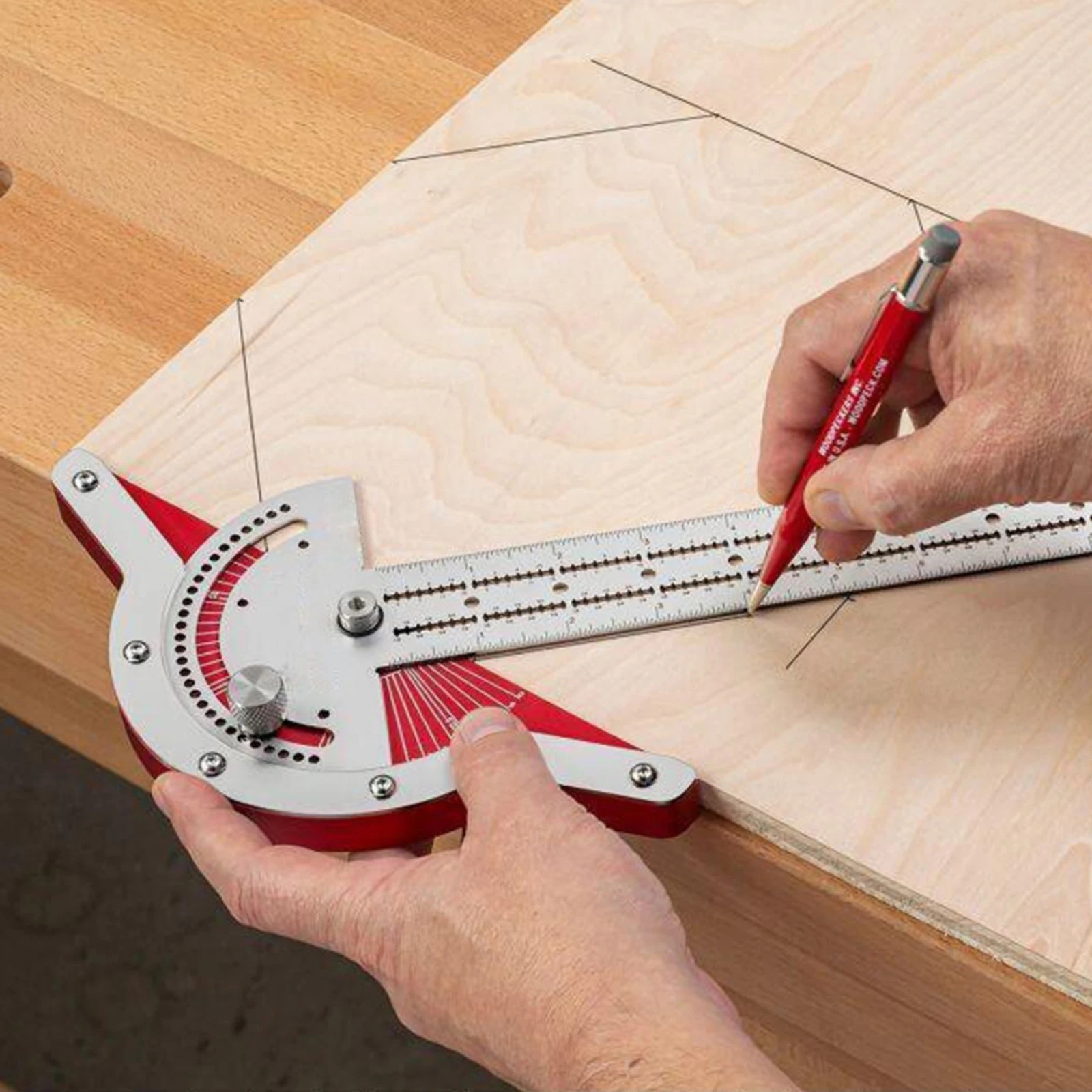 

Angle Tool Hole Ruler Stainless Woodworking Scribing Mark Line Engineer Gauge Carpenter Arm Measuring Protractor Edge
