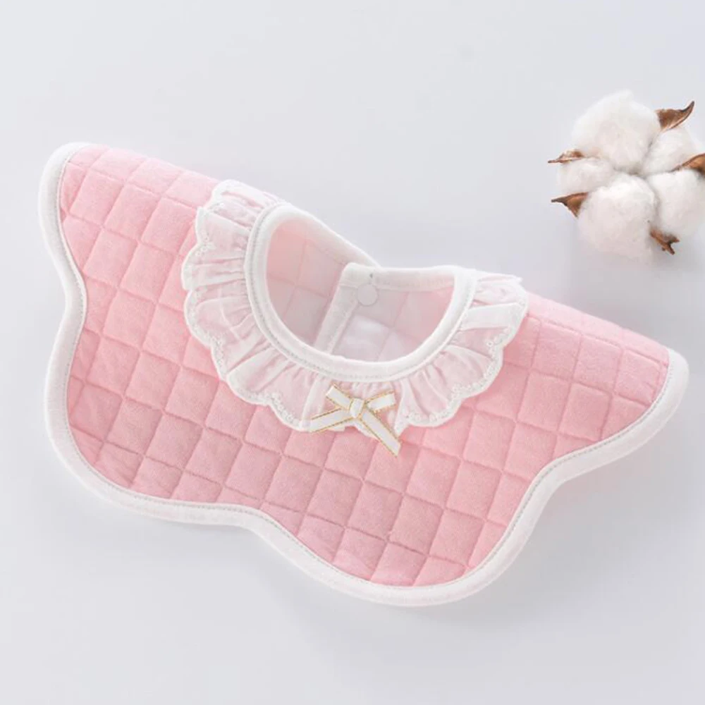 Baby Girl Bibs Waterproof 360 Degree Rotatable Round Neck Lace Princess Infant Eating Burp Cloths Newborn Accessories images - 6