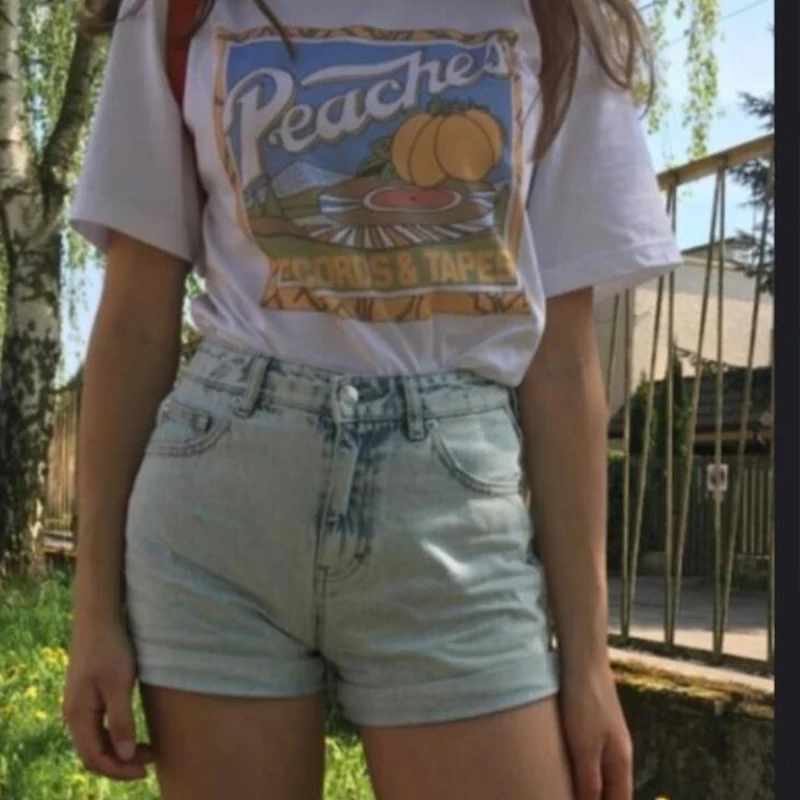 Peachs Футболка Harajuku/женские 2021 Kawaii 90s для девочек эстетическое Ulzzang Графический