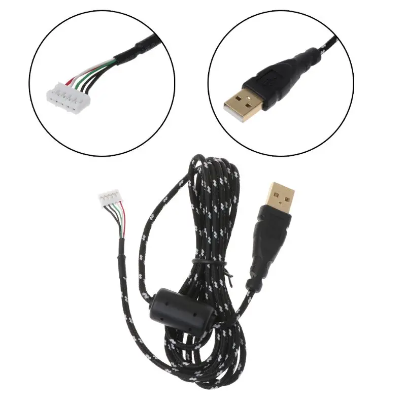 Позолоченный прочный нейлоновый Плетеный usb кабель для оптической мыши Microsoft IO1.1