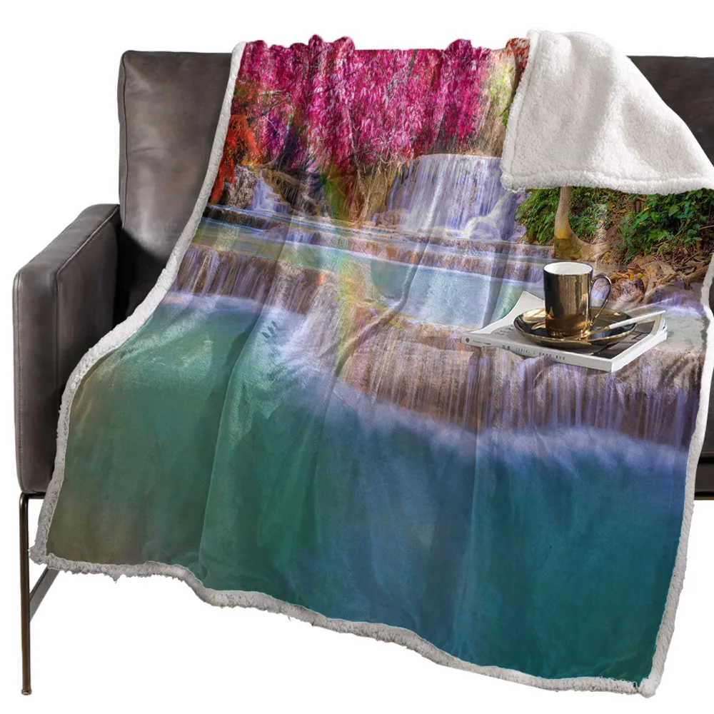 Дождевые водопады лес красная роза одеяло Цветочный флис для детей Девочка диван
