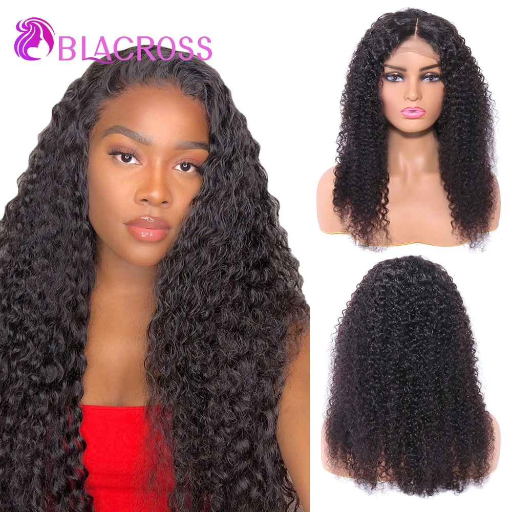 

BLACROSS Kinky Cruly Wave Wig 4X4 Front Lace Human Hair Bob Wigs Remy Hair Brazilian For Black Women Pre-Plucked Hairline