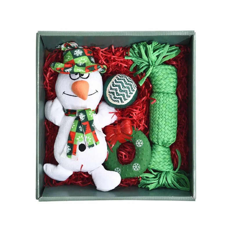 Рождественские игрушки для домашних животных пищащие собак белая плюшевая кукла