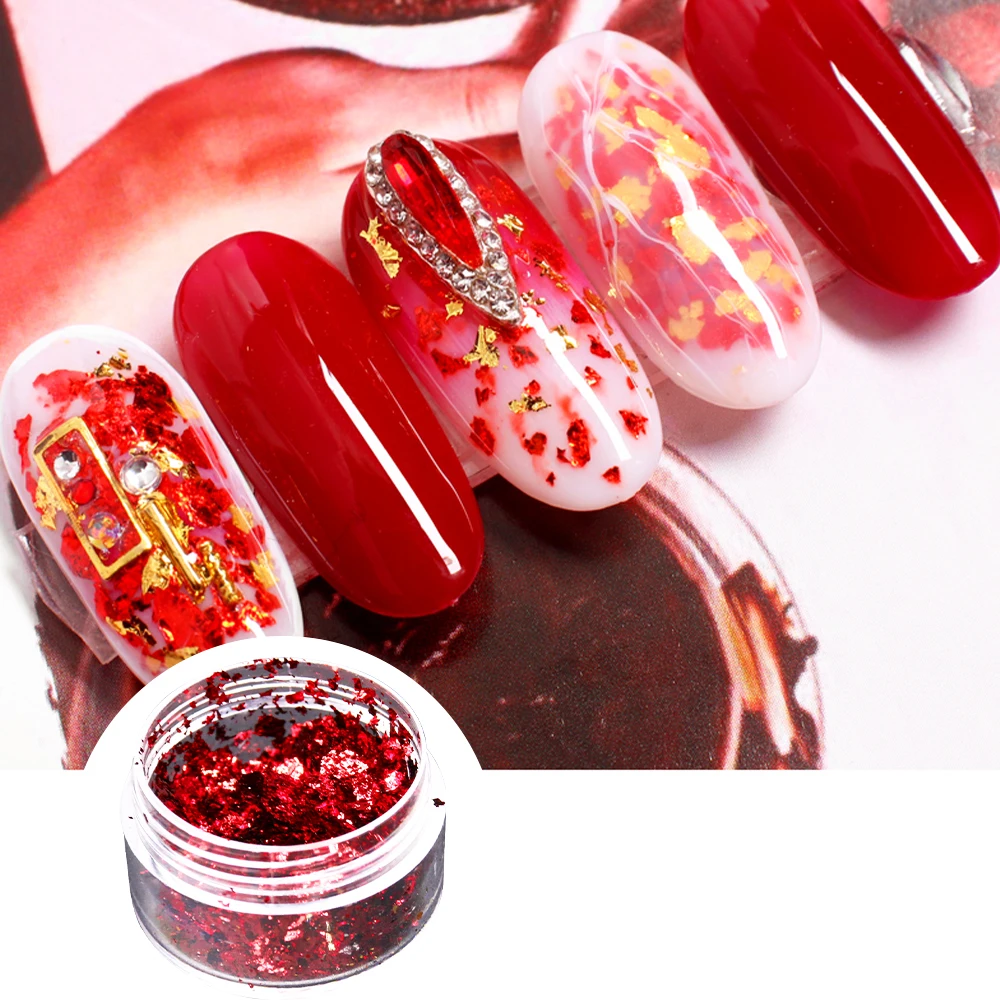 

Imitation Gold Foil Fragment Nail Glitter for DIY Nails Sticker Art Nail Decorations Multi Color Gold Leaf Flakes