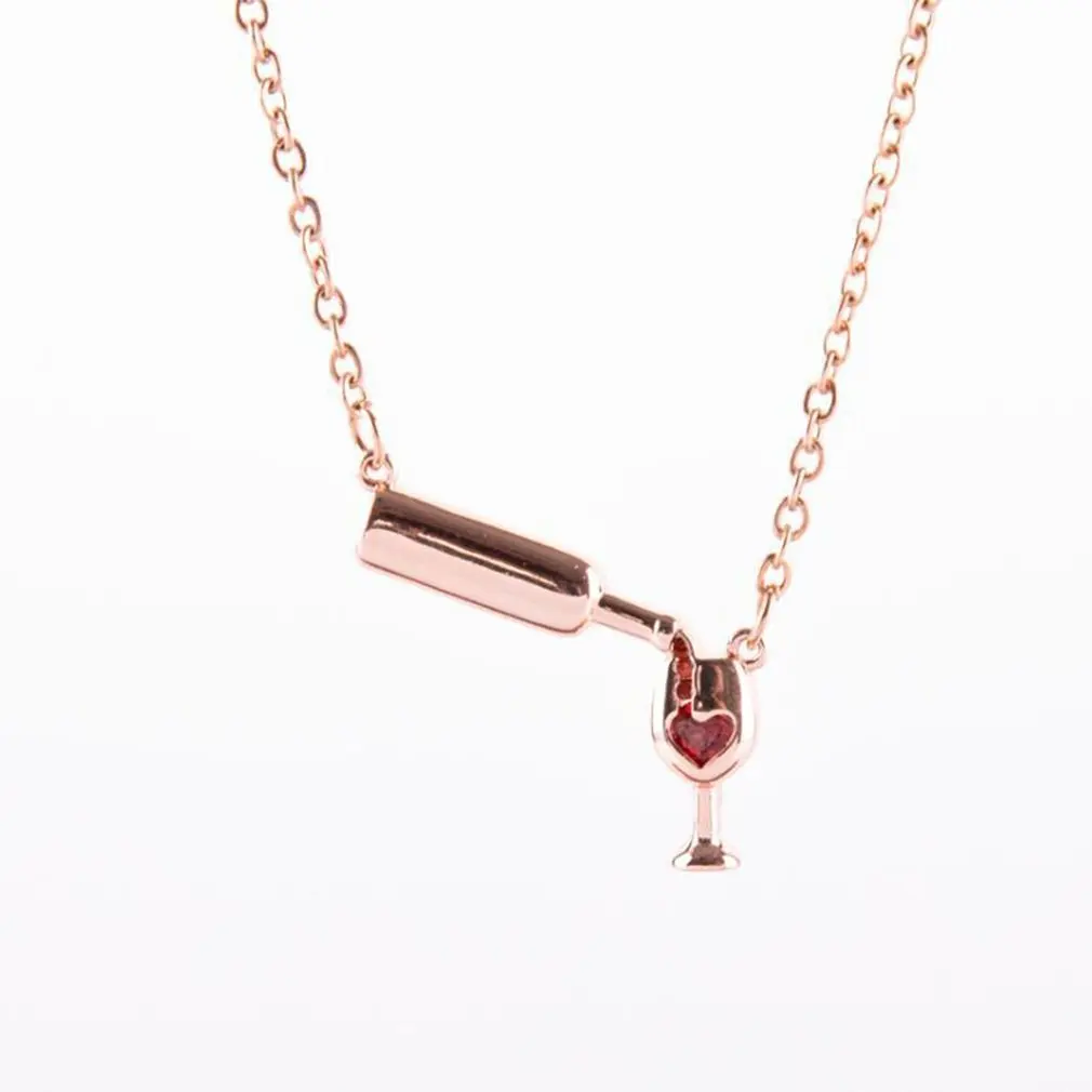 Ожерелья в форме бутылки вина с сердцем для девушек чокер стразы сплав Подвеска