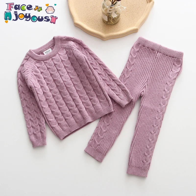 Комплект одежды для маленьких мальчиков и девочек свитер на осень зиму + штаны
