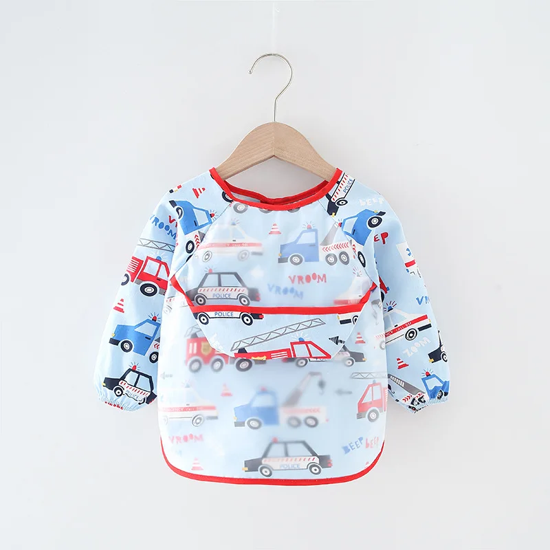Baby Kids Toddler Long Sleeve Scarf Waterproof Art Smock Feeding Bib Apron Pocket Infant Boys Girls Burp Cloth Banana Bibs