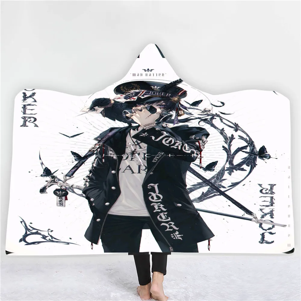Одеяло с капюшоном и 3D-принтом аниме Joker удобное теплое флисовое постельное белье