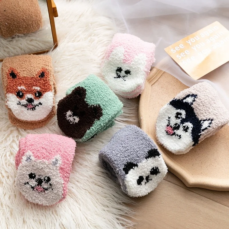 New Fashion Cute Women Girl Long Socks Autumn Winter Thicken Warm Coral Fleece Soft Home Boots Floor Sleeping | Женская одежда