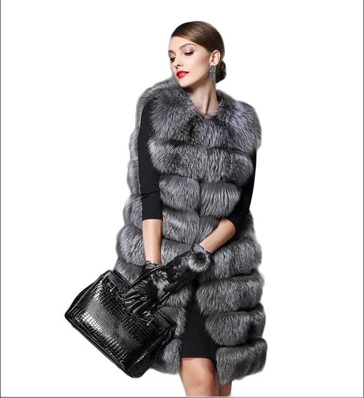 

autumn new splicing fox Imitation fur vest winter long 2020 women fur vest sleeveless fur coat