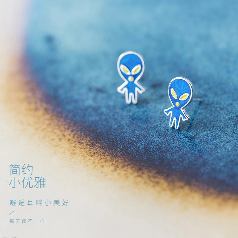 Женские серьги пусеты Trustdavis синие Серьги из стерлингового серебра 925 пробы