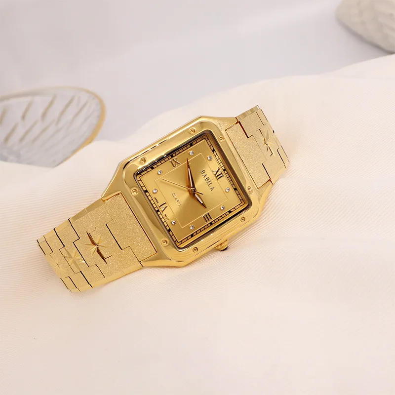 2021 New Sand Gold Watch 24 Gold Diamond Inlaid Waterproof Japanese Movement Indelible Ins Style Gold Watch enlarge