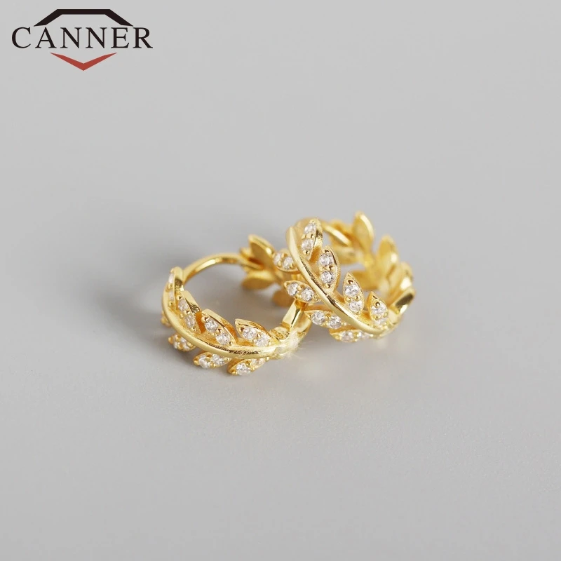 Женские серьги-кольца из стерлингового серебра 925 пробы с фианитом в виде