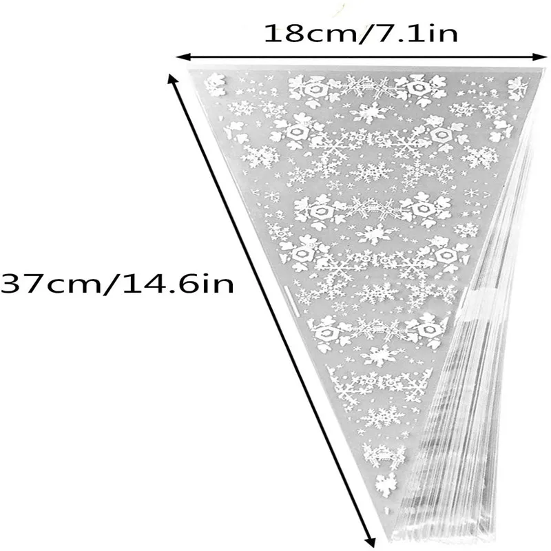 100 шт. Рождественские снежинки прозрачные конусные пакеты для лечения