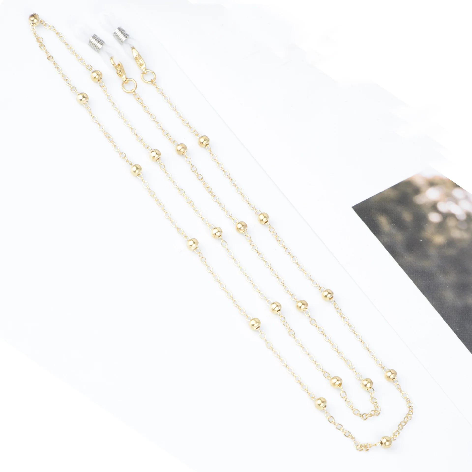 

Trendy Beads Metal Sunglasses Chain Retro Eyelasses Hanging Neck Chain Simple Reading Glasses Holder Necklace Eyewear Retainer