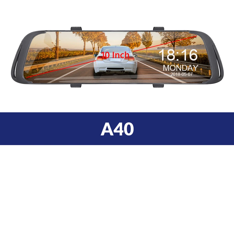 A40 E-ACE 7,0 дюймов сенсорный Автомобильный видеорегистратор зеркало FHD 1080P видео рекордер Авто регистратор тире камера двойной объектив с камерой заднего вида - Название цвета: A40