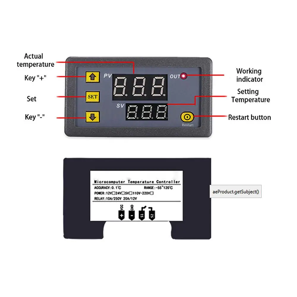 W3230 DC 12V 24V 110V-220V AC Digital Temperature Controller LED Display Thermostat With Heating Cooling Control Sensor | Безопасность и