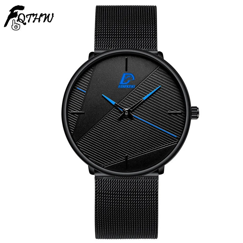 

Top Brand Men's Watch 2021 New Simple and Fashionable Mesh Strap Wristwatch Male Creative Business Clock Quartz Watch Relojes