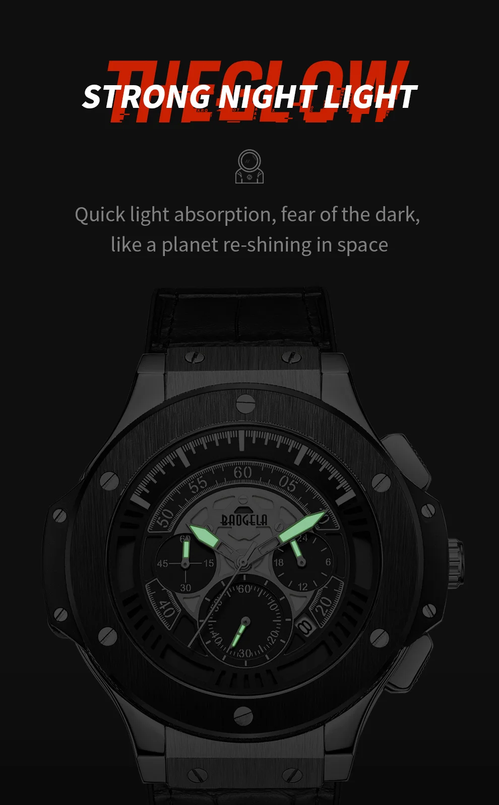BAOGELA hommes montres hommes horloge de люкс, брендовый кварцевый спортивный montre Rose chronographe mode montre-браслет pour hommes1910