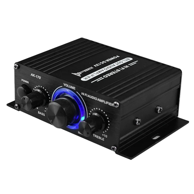 

12V Mini Audio Power Car Amplifier Digital Audio Receiver AMP Dual Channel 20W+20W Bass Treble Volume Control for Home