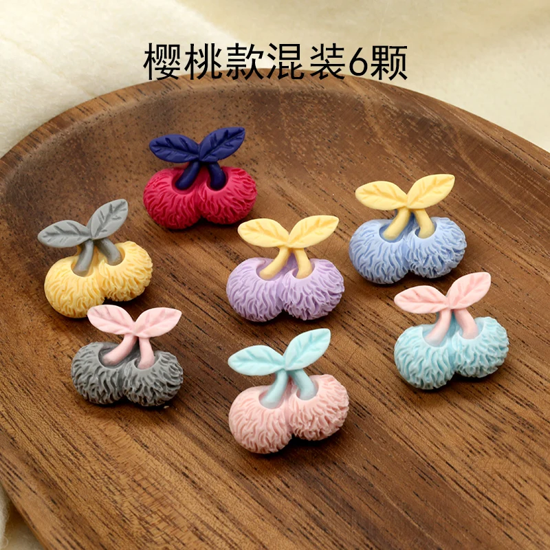 6pcs Kids Cherry Rabbit Buttons for Children Clothing Baby Decorative Needlework Sewing Cute Diy Girl Resin Button Accessories images - 6