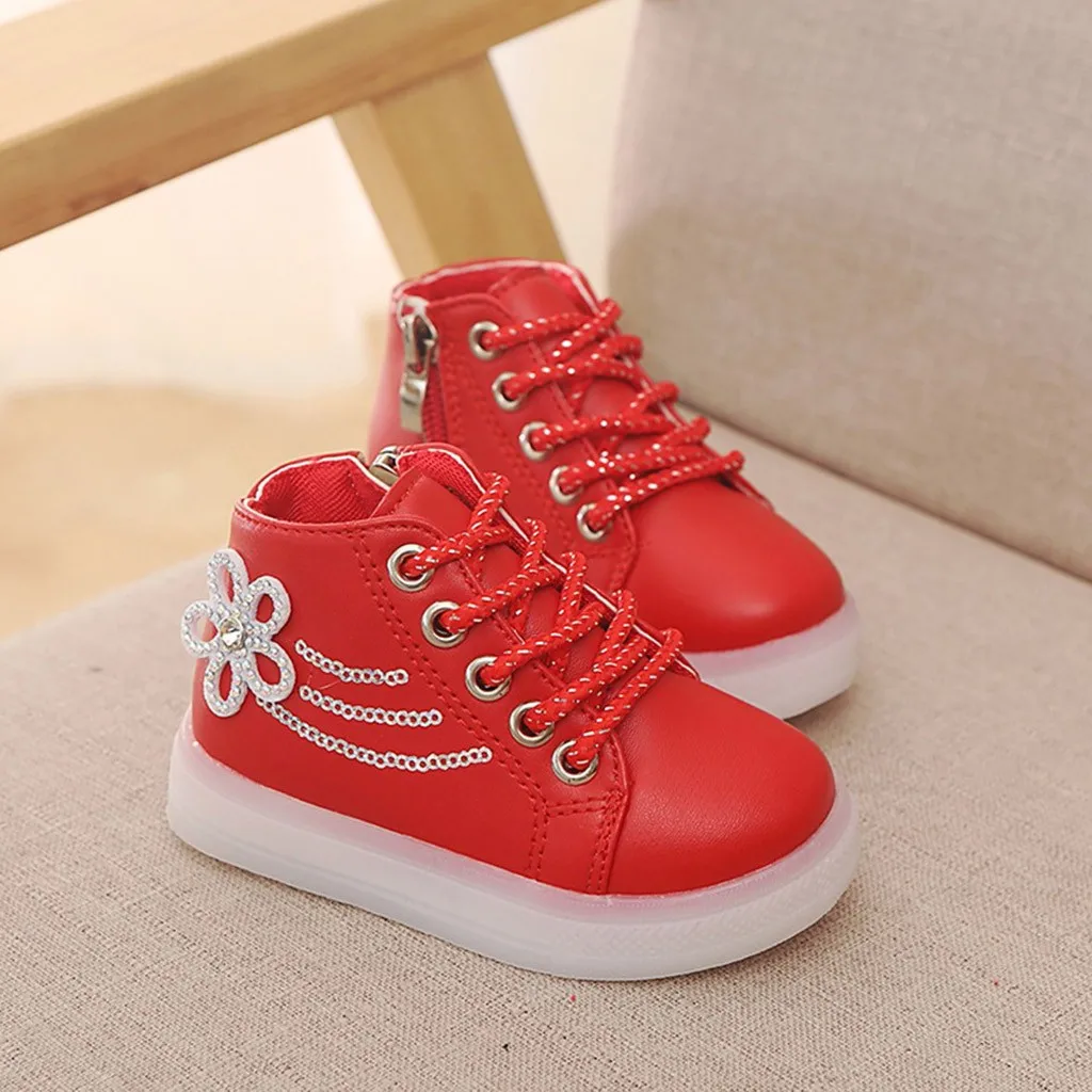 Детская обувь для маленьких девочек цветочный светодиодный светильник