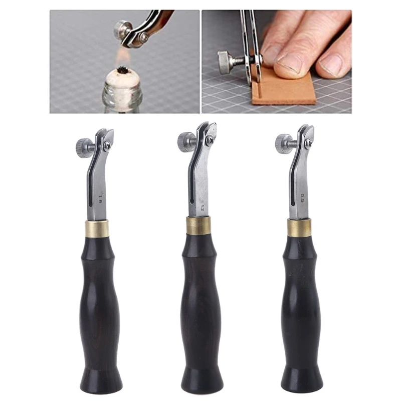 

Регулируемая ручка из эбенового дерева, инструмент для работы с кожей, пресс из нержавеющей стали, аксессуары «сделай сам» 0,5/1,2/1,5 мм