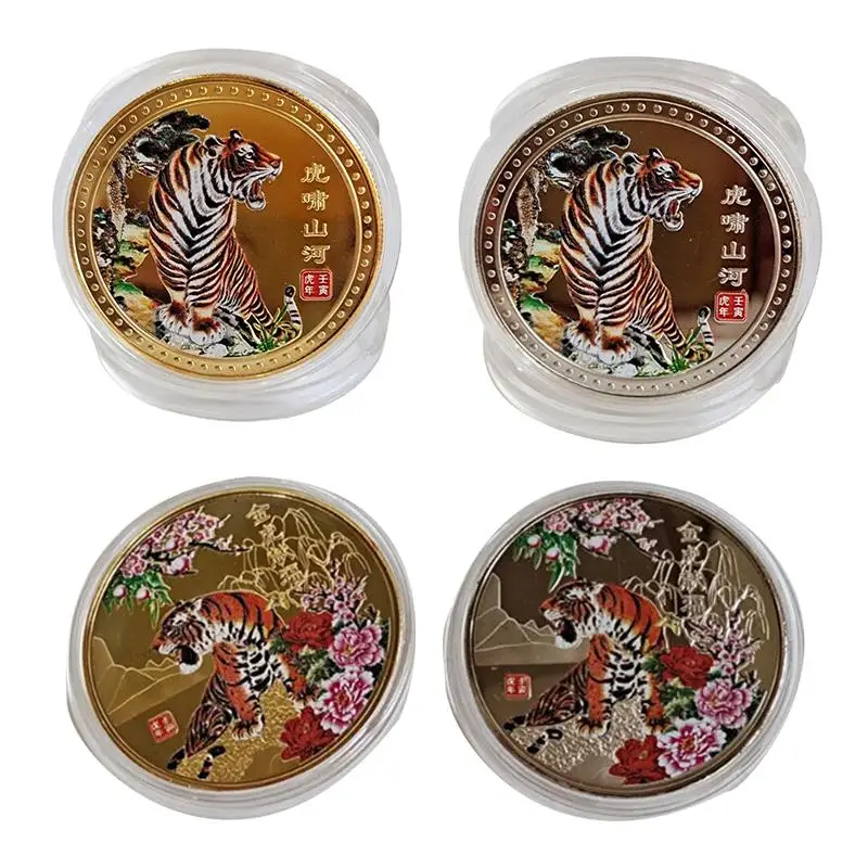 

2022 China New Year Of Tiger Original Commemorative Coin Gold Silver Twelve Zodiac Tiger Coins Chinese Culture Coin Collectibles