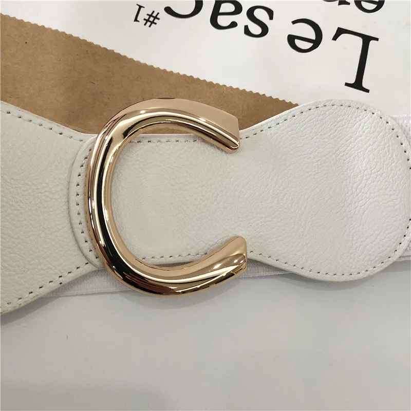 

Fashion PU Elastic Belt Solid Color Curved Buckle Waist Strap Female Decorative Narrow Girdle With Skirt All-match Waistbands
