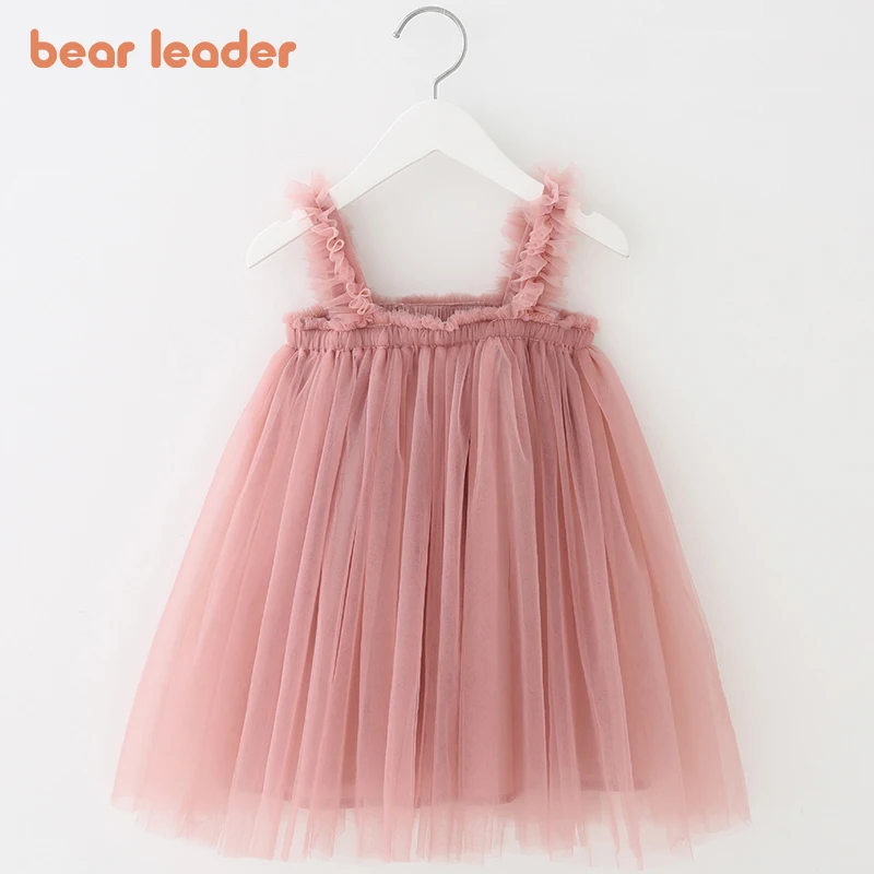 

Bear Leader Girls Dress 2022 Summer Mesh Sling Girls Clothes Solid Princess Dress Toddler Tutu Dresses Baby Girl Dress