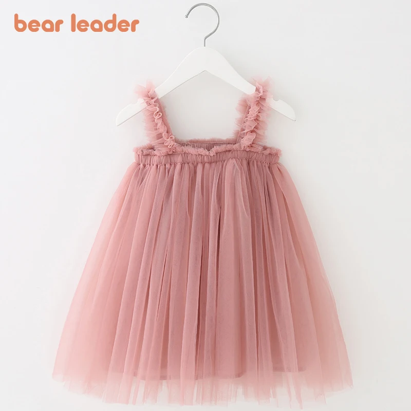 Bear Leader Girls Dress 2022 Summer Mesh Sling Clothes Solid Princess Toddler Tutu Dresses Baby Girl | Детская одежда и обувь