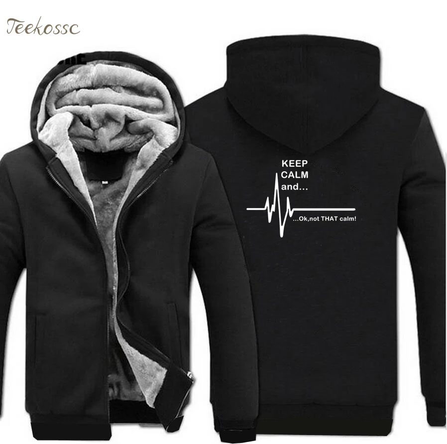 Свитшот мужской зимний с надписью Keep Calm And...Not That Ekg сердечного ритма|Мужские