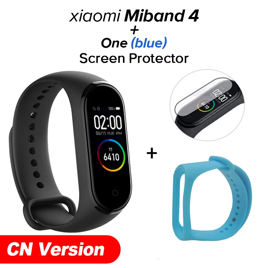 blue N film Xiaomi Mi-браслет 4 новейший Xiaomi Mi-браслет 4 браслет 3 цвета сердечный ритм фитнес 135 мАч цветной экран Bluetooth 5,0 - Цвет: blue N film