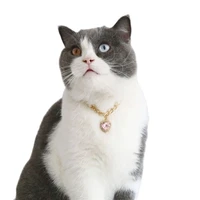 boutique rhinestone gemstone necklace pet cat collar adjustable metal collar love pendant cat accessories