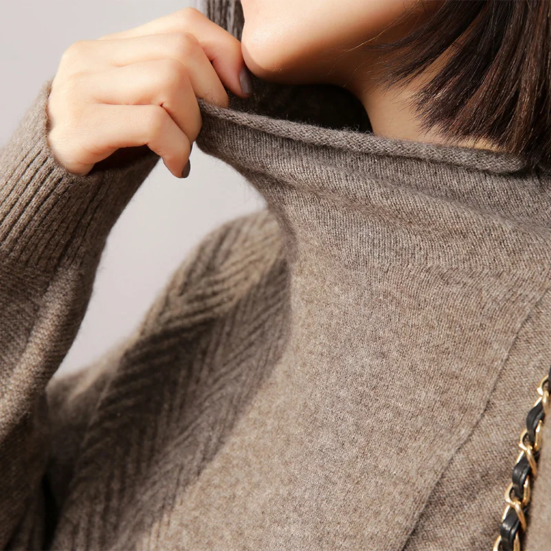 BELIARST 2021 New Autumn and Winter Cashmere Sweater Women's Half-Neck Pullover Loose Long-sleeved Knit Bottom Twist | Женская