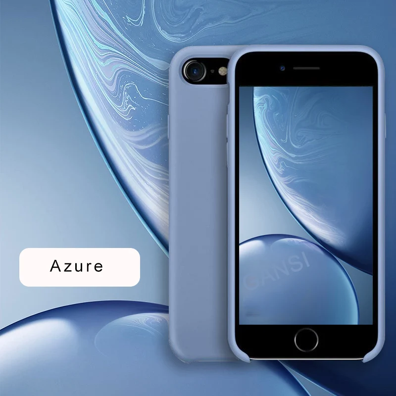 Azure Официальный силиконовый чехол для iPhone 11 Pro MAX XR X Xs MAX чехол s для apple iPhone 7 8 Plus 6 6s 5 5S SE чехол с логотипом - Цвет: Azure