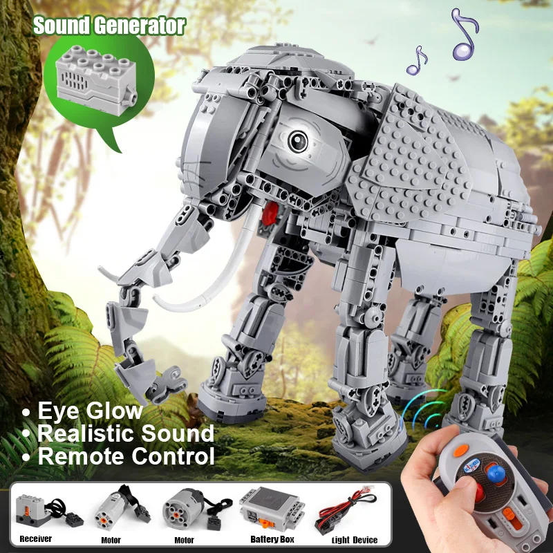 Star series Technic war creaters 1542 шт. креативный RC пульт дистанционного управления слон животное электрические строительные блоки игрушки для детей