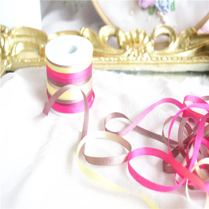 Тонкая шелковая вышитая лента Anya 4 мм х 10 м в рулоне из 100% чистого шелка