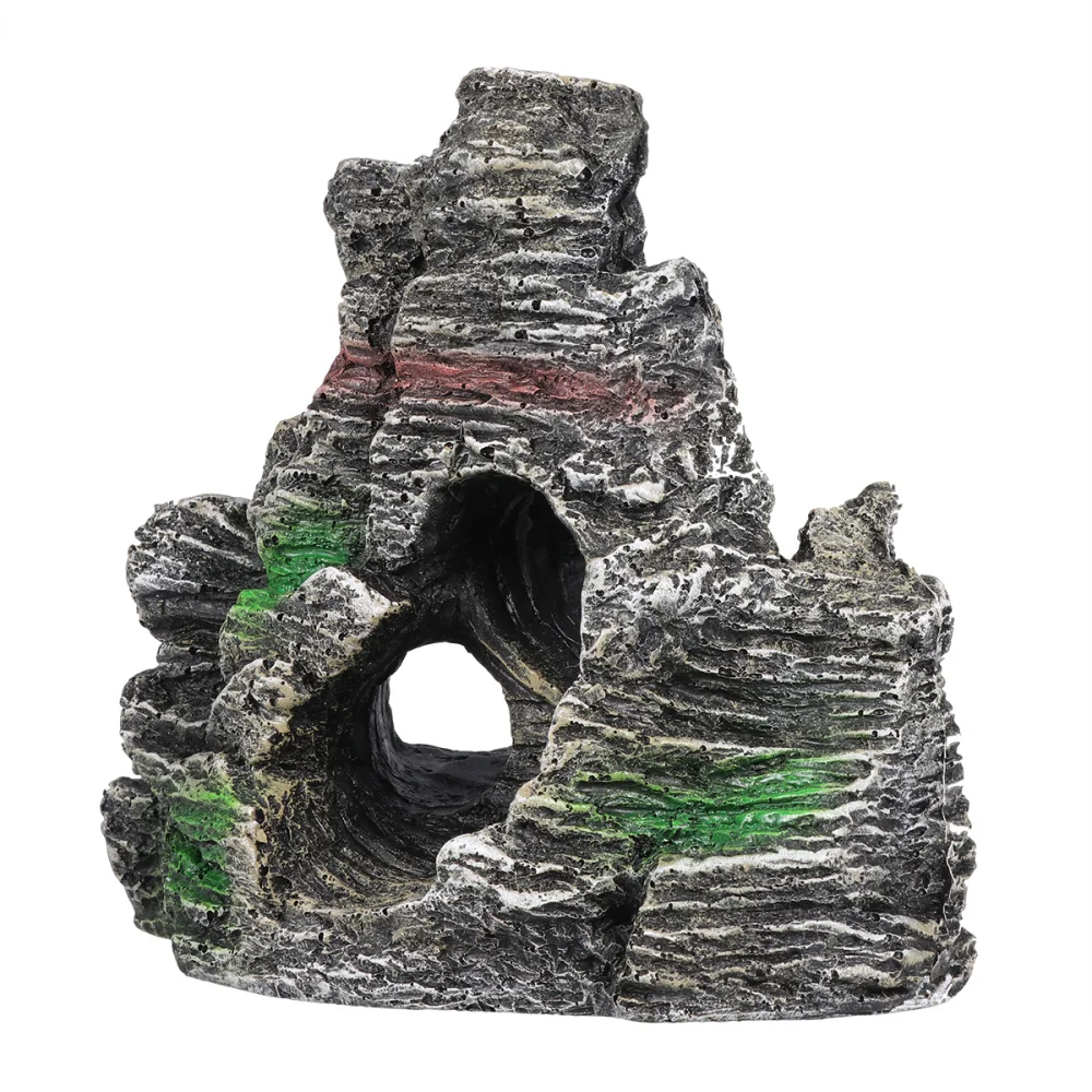 

Simulation Peculiar Fish Shrimp Habitat Artificial Mountain Ornament Aquarium Landscape Mountain Fish Tank Resin Hill