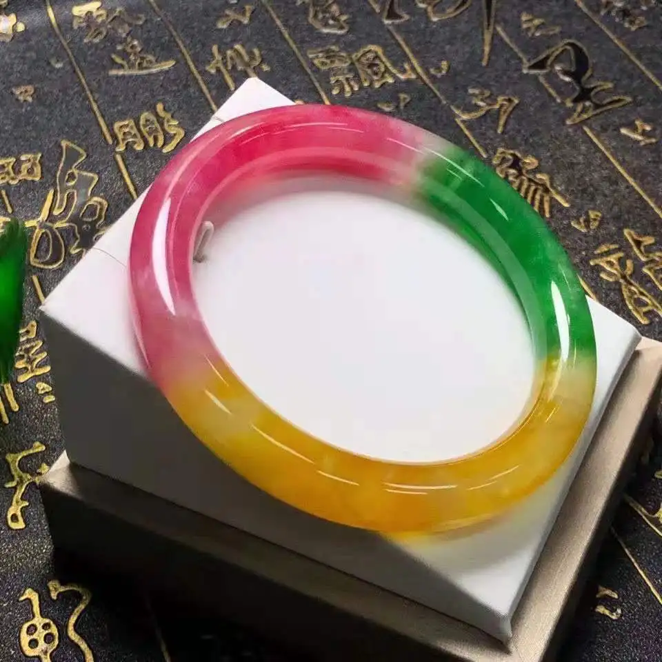 

Реальная яркость, класс А, натуральный нефритовый высокий ледяной изысканный цветной браслет, женское лечебное ювелирное изделие, сертифиц...