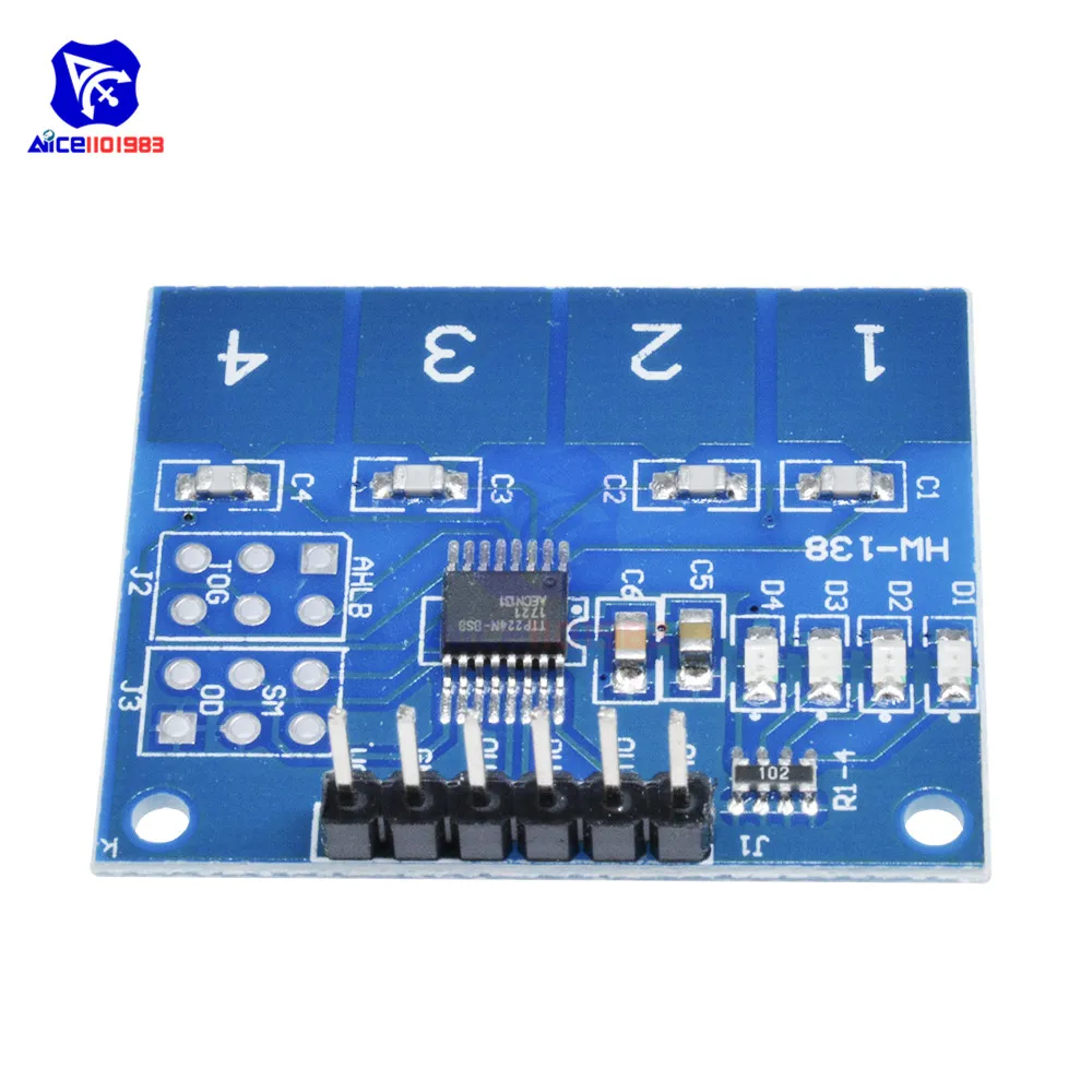 4 клавиши 4-канальный цифровой емкостный сенсорный модуль diymore TTP224 для Arduino |