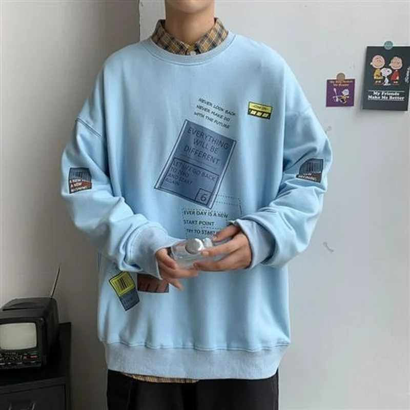 

Loose Round Neck Pullover Sweater Men's Spring and Autumn Casual Korean Version of The Trend Cartoon Printed Jacket Fried Street
