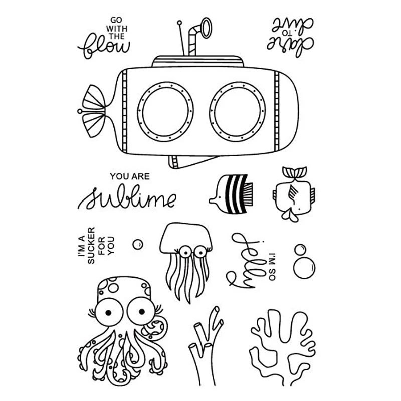 

Submarine Transparent Clear Silicone Stamp/Seal for DIY scrapbooking/photo album Decorative clear stamp