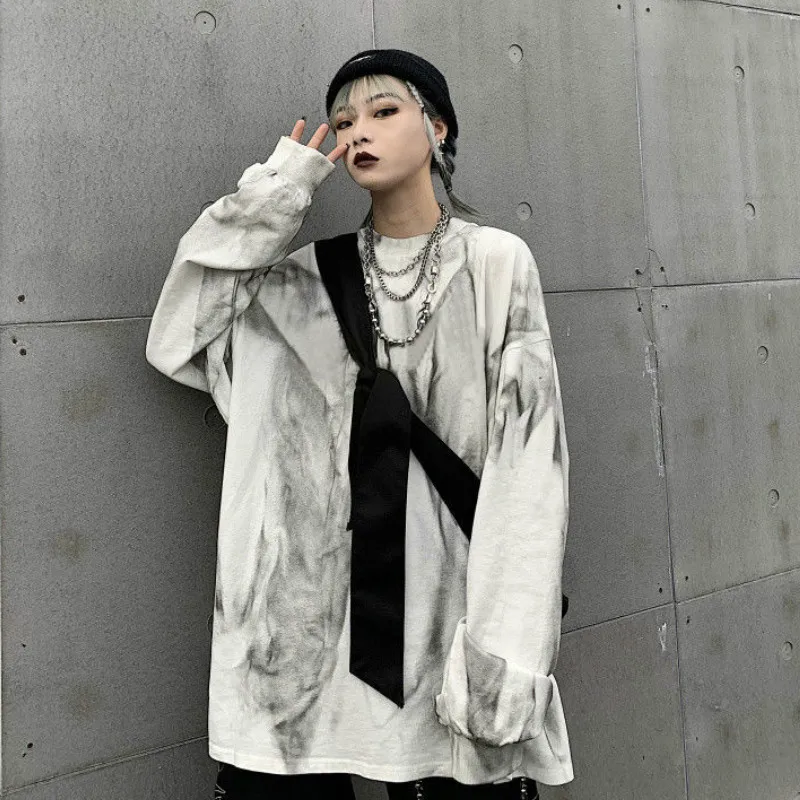 Тай-дай футболки женские весенние студенческие пара негабаритных M-3XL шикарные