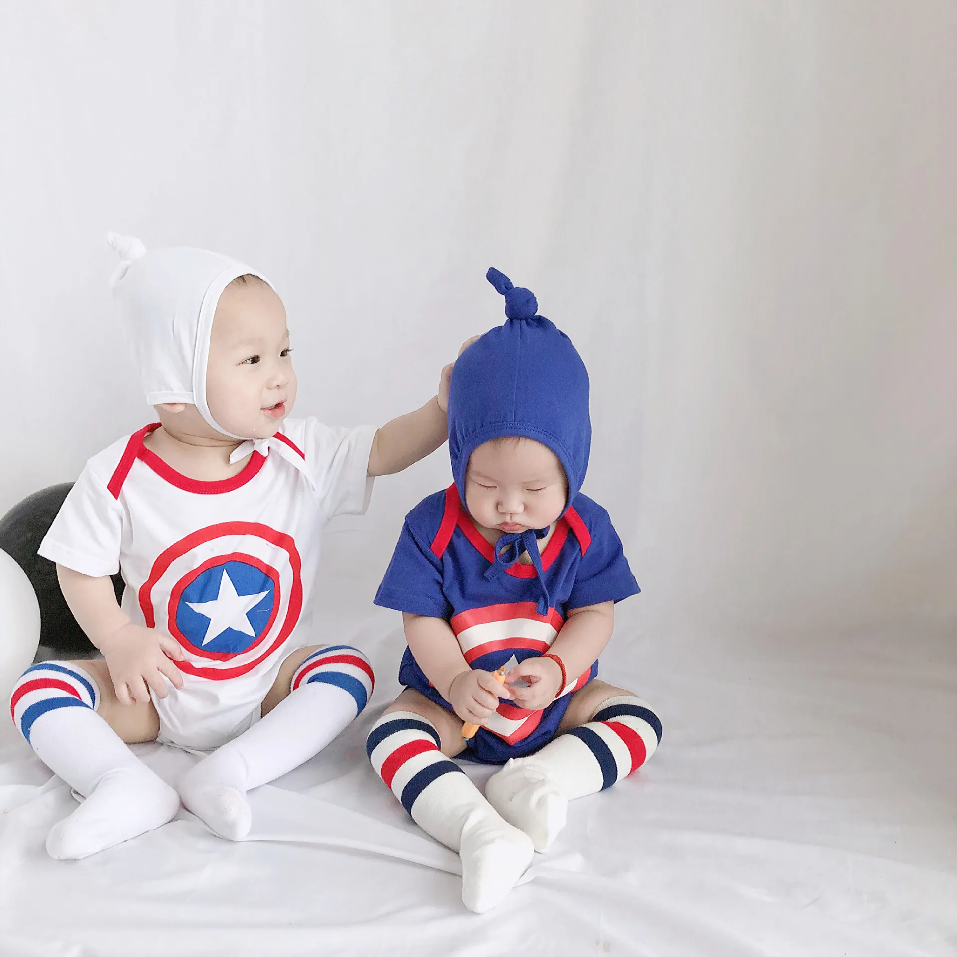 Детская одежда из двух частей Ha Yi, детская одежда для скалолазания, белая, синяя хлопковая одежда